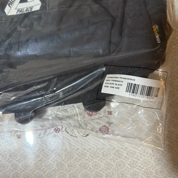PALACE CORDURA TRI-BACKPACK Black Tri-Ferg Patch Logo Nylon Shell Poly Lining